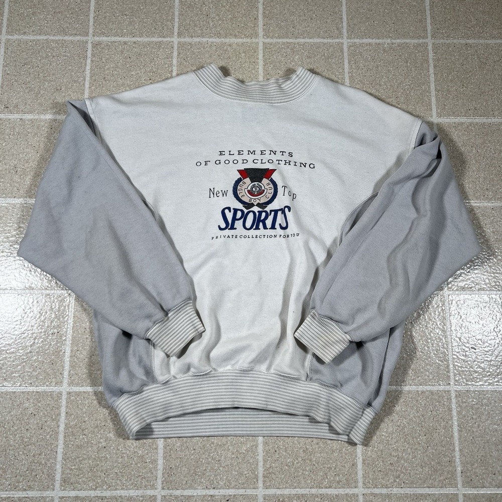 Vintage 90s Bugle Boy Color Block Crewneck Sweatshirt Y2K Preppy Size Small